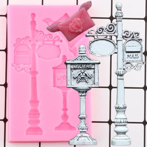 DIY Sugarcraft Vintage Mail Boxes Cake Border Silicone Mold Fondant Cake Decorating Tools Candy Clay Chocolate Gumpaste Moulds