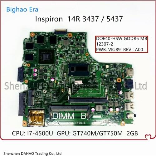 CN-01C6NT For DELL inspiron 3437 5437 Laptop Motherboard 12307-2 MB PWB:VKJ89 01C6NT With i7-4500U GT750M 2GB-GPU 100% Full Test