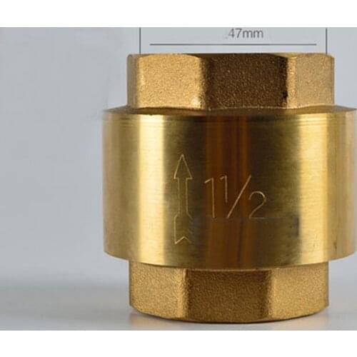 DN40 G 1-1/2" BSPP Female Thread Brass Spring Check Valve One Way Thickneess 3.1mm Height 62mm