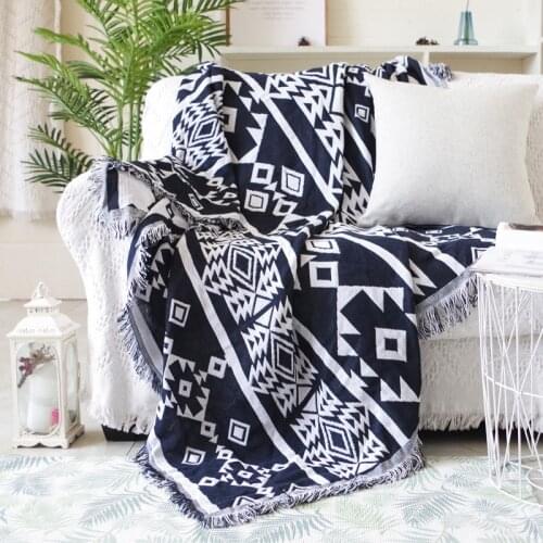 Two-sided Geometry Throw Blanket Sofa Decorative Slipcover Cobertor On Sofa/beds/plane Travel Plaid Non-slip Home Decor