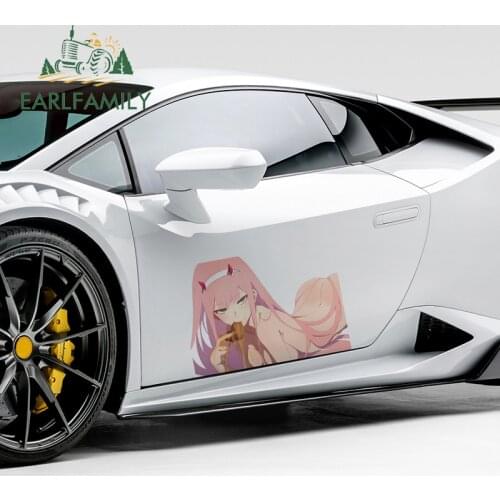EARLFAMILY 43cm x 30.5cm for Darling In The Franxx Zero Two Car Stickers and Decals Beauty Anime RV VAN Car Assessoires Decor