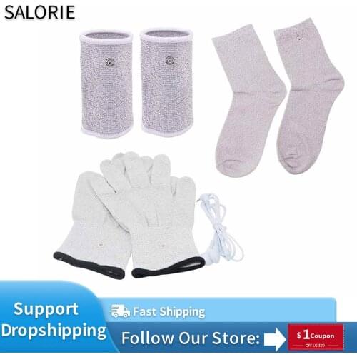 Electrode Massage Gloves, Socks, Bracers, Wire, Conductive Accessories for EMS TENS Unit Physical Therapy TENS Machine Massager
