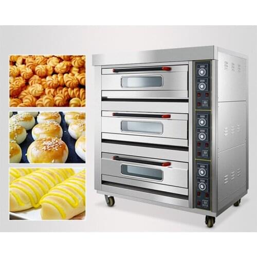 3 Layer 6 Trays Commercial Electric Bread Pizza Cake Baking Drying Ovens Egg Tart Chicken Biscuit Cookie Bakery Oven for Sale