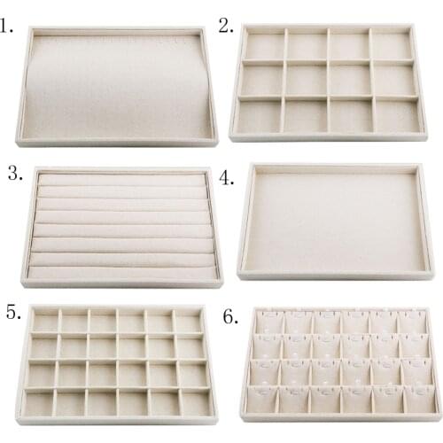 Linen Stackable Jewelry Tray Closet Dresser Drawer Organizer Velvet Jewelry Tray Ring Necklace Showcase Storage Box