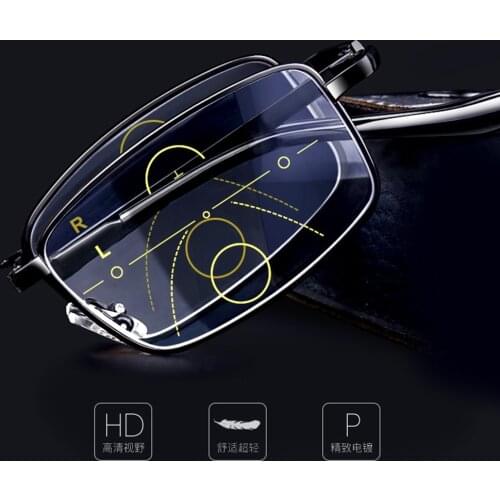 2019 Nomanov Fold Portable See Far And Near Multifunction Anti-blue Light Progressive Multifocal Reading Glasses Add 75 To 400