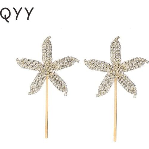 Fashion Starfish Austrian Crystal Hair Clips Beach Wedding Bride Barrettes Women Hair Jewelry Accessories 2pcs/lot