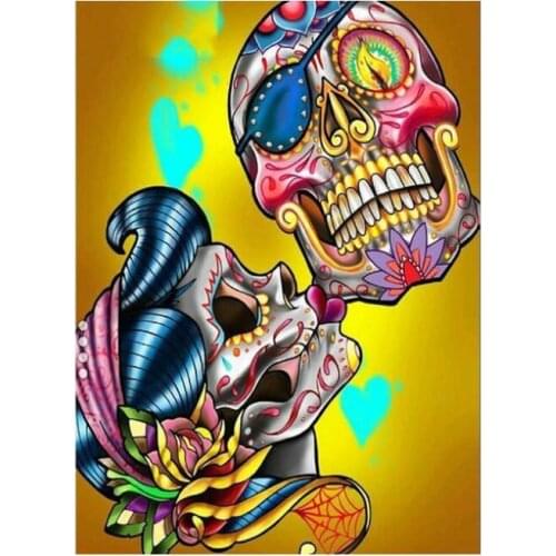 Halloween Embroidery Mosaic Craft Sugar Skull Diamond Painting Kit Crystal Picture Wall Paper Rhinestone Drawing Christmas Gift