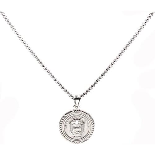 Stainless Steel Necklace Personality Old Man Head Eagle Shield Metal Multilayer Hip Hop Long Chain Cool Simple Necklace