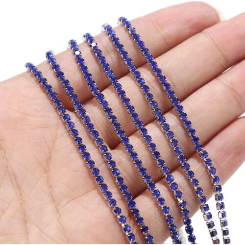 Stainless Steel Blue/Red/Black/White Rhinestone Cup Chain Crystal Trimming Claw Chain for DIY Arts Craft Sewing Jewelry Making