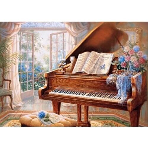 New Needlework,Aida Cross stitch,Piano, rose flower 14CT Unprinted Embroidery kits Arts Cross-Stitching,DIY Handmade Decor