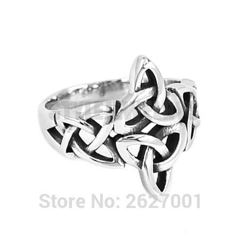 Wholesale Silver color Celtic Knot Ring Stainless Steel Jewelry Claddagh Style Fashion Motor Biker Women Ring SWR0637B