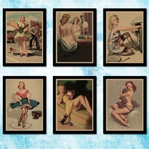 Pin Up Girls Sexy Retro Poster Art Canvas Print For Room Decor Bar Decoration-003