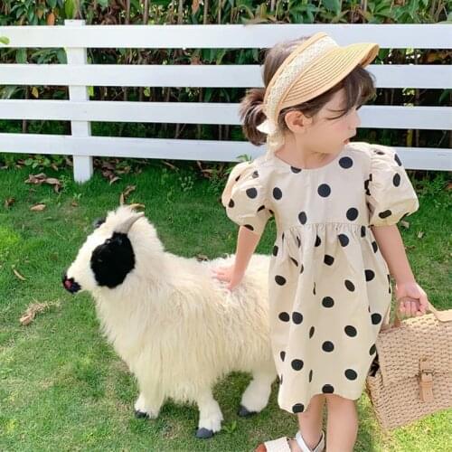 Girls Dress Printing Cows Puff Sleeve Childrens Clothing Set Toddler Kids Party Beach Dress Women Summer 2021 New 2-8Year Old C