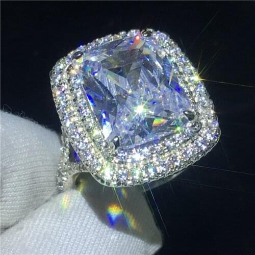 Hollow Princess Promise ring Silver color 6ct AAAAA Cz Stone Engagement wedding band ring for women Party Finger jewelry