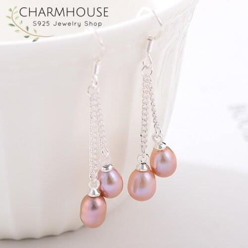 Freshwater Pearl Earrings For Women S925 Sterling Silver Long Tassel Drop Earing Brincos Femme Wedding Bridal Jewelry Accesories