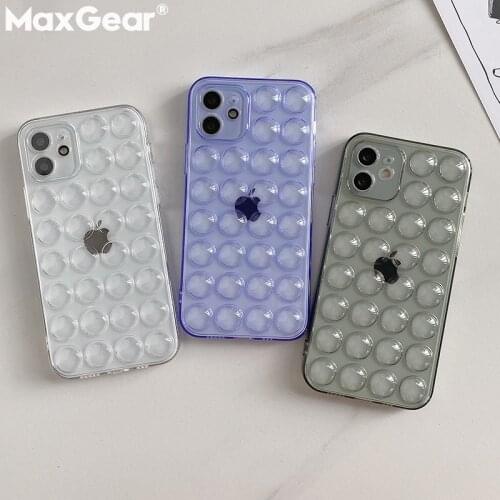 Transparent Pop Bubble Push It Case For iPhone 11 12 Pro Max XS 7 8 Plus X XR SE 2020 Airbag Shockproof Soft Silicon Clear Cover