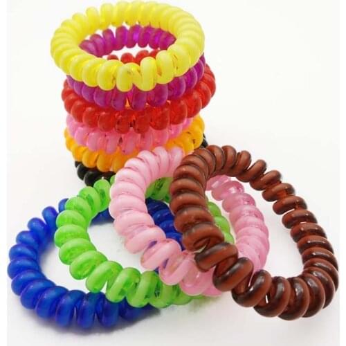 Lot 4Pcs Size 5CM Random Colors Candy Rubber Telephone Line Elastic Hair Bands Girls Ropes Accessories For Women