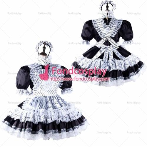 Sissy maid satin dress lockable Uniform cosplay costume Tailor-made[G2216]