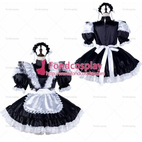 Sissy maid satin dress lockable Uniform cosplay costume Tailor-made[G2334]