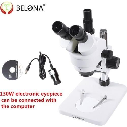 MUOU Connect with computer 7X-45X USB Trinocular Industry Inspection Zoom Stereo Microscope Continuous zoom + LED light source