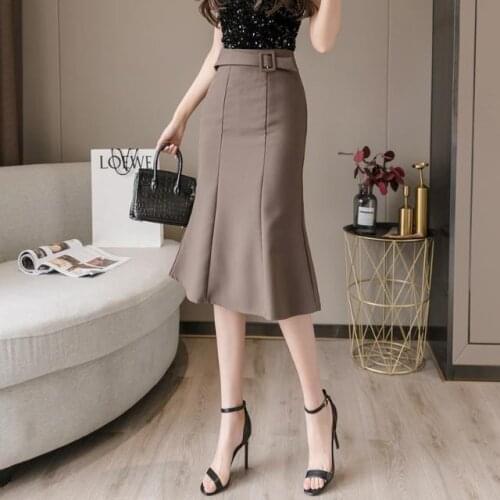 Summer Womens Slim Ruffles Skirt Designer Elegant High Waist Trumpet Skirts Female Fashion Mermaid Skirts