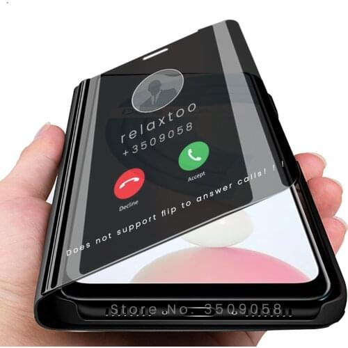 Protect shell on realmi c21 case smart mirror window view flip case for realme c21 c 21 21c 2021 6.5'' magnetic stand book coque