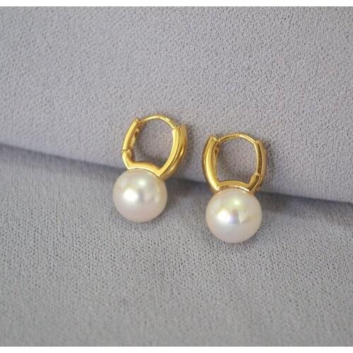 MPE063 the trend of Korean version of fashion simple brass gilt highlights pearls temperament daily earrings charm earrings