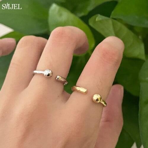 Gold Silver Color Double Ball Beads Geometry Open Adjustable Ring For Woman Fashion Personality Party Korean Style Jewelry Gifts