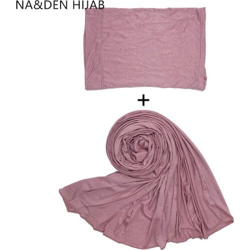 1 set NEW Islamic inner Caps and hijab set Modal Bonnet Neck Cover Muslim Headscarf set Women Hijab Stretch Cap and Scarfs set