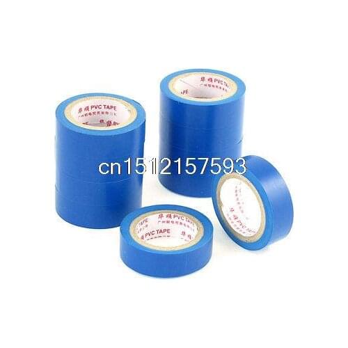 10 Pcs 16mm Width 8mm Thickness Insulating Adhesive Electrical Tape Blue 5M