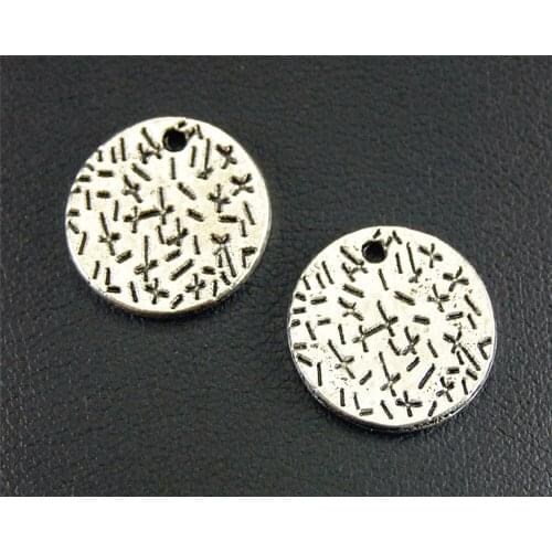 10 Pcs Fashion Jewelry Silver Color Round Disc Tag Charm Jewelry Making DIY Handmade Craft A953