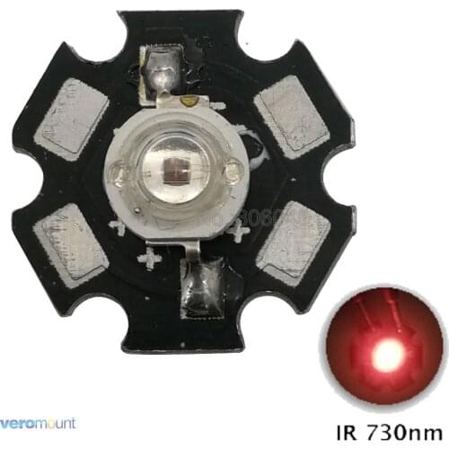 10pcs 3W Infrared IR 730NM - 740NM High Power LED Light Bead Emitter DC1.6-1.8V 350-700mA with 20mm Aluminum Base