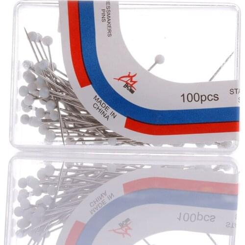 100Pcs Pearl Round Head Pins Sewing Corsage Straight Diy Dressmaking Decor Craft