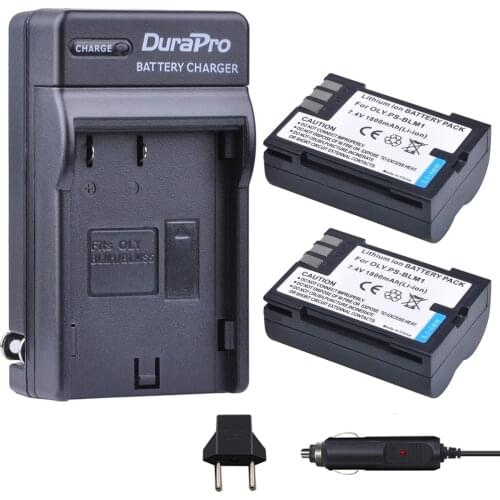 2pc PS-BLM1 PS BLM1 BLM-1 1800mAH Li-ion Battery + Car Charger for Olympus EVOLT E-300 E-330 E-500 E-510 C-5060 C-7070 C-8080