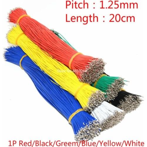 20Pcs 1.25mm pitch connector electronic wire terminal wire 1P double-head terminal 20cm Length 28AWG