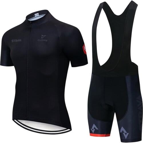 2019 Verano Strava Nueva Camiseta black Conjunto De Manga Corta Maillot Ropa Ciclismo Uniformes Bicicleta De Secado