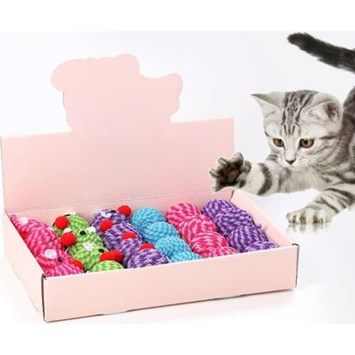 24Pcs/Set Cat Toy String Knotted Ball Mouse Molar Anti-bite Gift Box Pet Supply Cat Supplies
