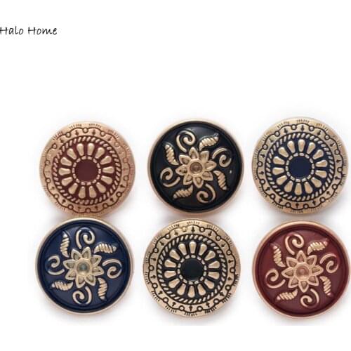 5pcs Retro Carved Round Metal Shank Buttons Sewing Scrapbooking Home Clothing Replace Handmade Crafts Accessories Decor