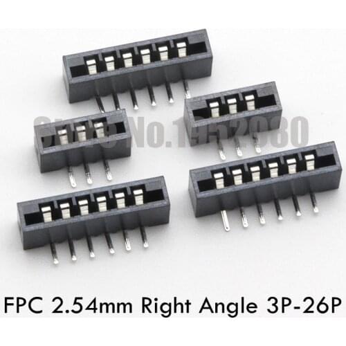 50PCS FPC / FFC 2.54mm Connector Right Angle 90 degree 3P 4P 5P 6P 7P 8P 9P 10P 11P 12P 13P 14P 15P 16P 17P 26P