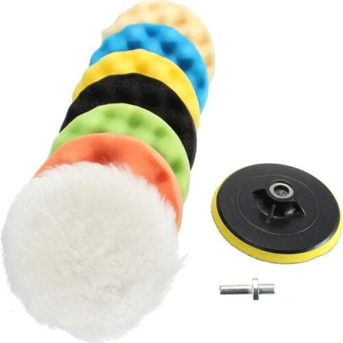 8Pcs 125mm Gross Polishing Buffing Pad Kit With Drill Adapter 5 inch Polisher Pads Buffing Adhesive Backer Pad For Car Polishing