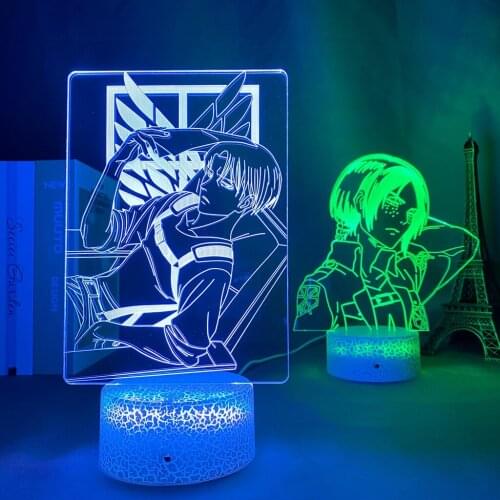 Attack on Titan Levi Ackerman Anime Acrylic 3d Lamp for Home Room Decor Light Child Gift Captain Levi Ackerman LED Night Light