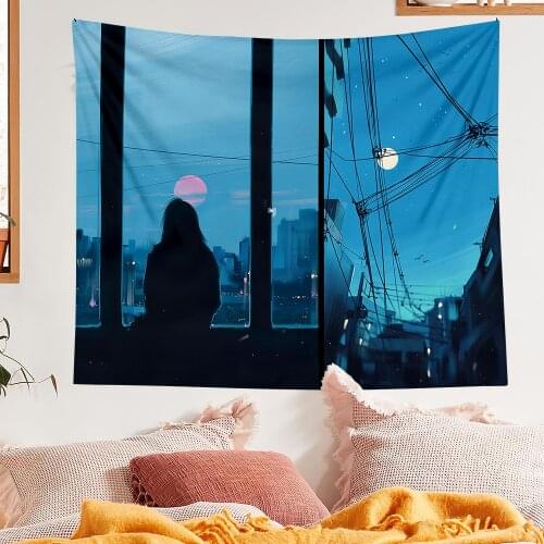 Scenery Outside The Window Tapestry Home Decoration Wall Hanging Background Boho Room Decor Hanging Cloth Hippie Tapestries