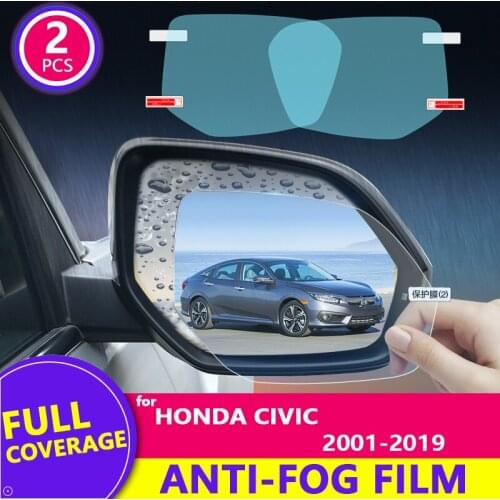 For Honda Civic 7/8/9/10 2001-2019 Full Cover Rearview Mirror HD Film Anti-Fog Rainproof Auto Mirror Sticker Car Accessories