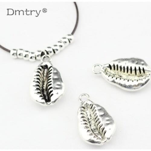 Dmtry 5pcs Antique Silver Charms Beads Shell Pendant Slider Spacer Round Leather Cord Bracelet Necklace Jewelry Findings LC0035