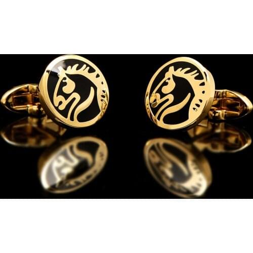 KFLK Luxury shirt cufflinks for mens Gifts Brand cuff button Animal cufflink Gold High Quality Horse abotoaduras Jewelry