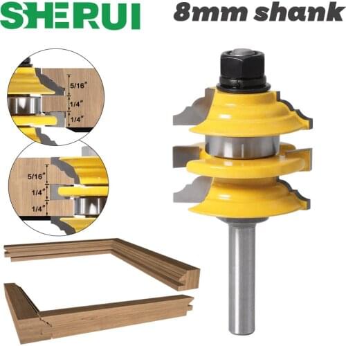 1 pcs 8mm" Shank Rail & Stile Router Bit Ogee Stacked Wood Cutting Tool woodworking router bits