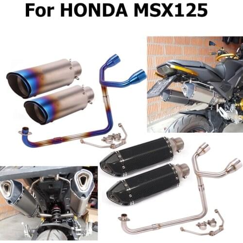 Motorcycle Exhaust Full System Modified Double Hole Escape Moto Muffler 51mm Front Middle Link Pipe For Honda MSX125 MSX 125