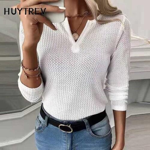 Huytrev Women's Knitted T-shirts