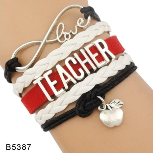 Infinity Love to Teach Gift for Teachers Kindergarten Science Special Needs Teacher Assistant Leather Bracelets for Women