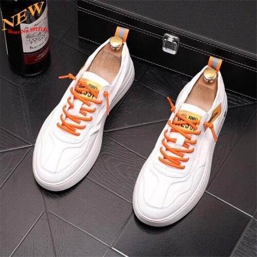 Fashion Leather Men Casual Shoes Hip Hop Sneakers Flat Board Shoes Loafers Chaussure Homme